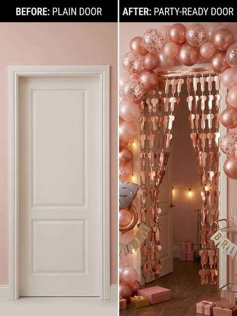 Bachelorette Party Curtains Rose Gold Foil Banner – Funny Bridal Shower Decorations, Adult Party Backdrop, Hen Night Decor, Girls Night Photo Booth Curtain, Naughty Party Supplies