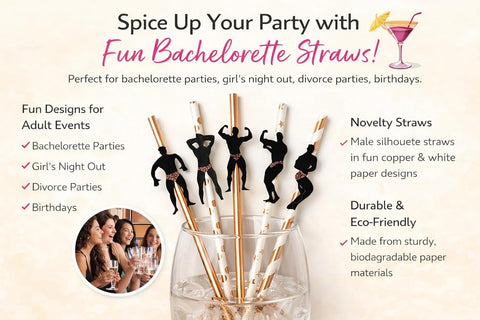 Party Straws 20 Pack β Funny Guest Gifts for Bachelorette Party, Girls Weekend, Bridal Shower & Birthday Drink Decorations
