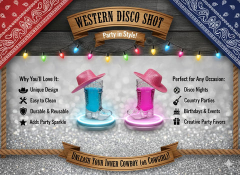 Western Disco Boot Shot Glasses – Mini Plastic Cowboy Boot Glass 10 Pack