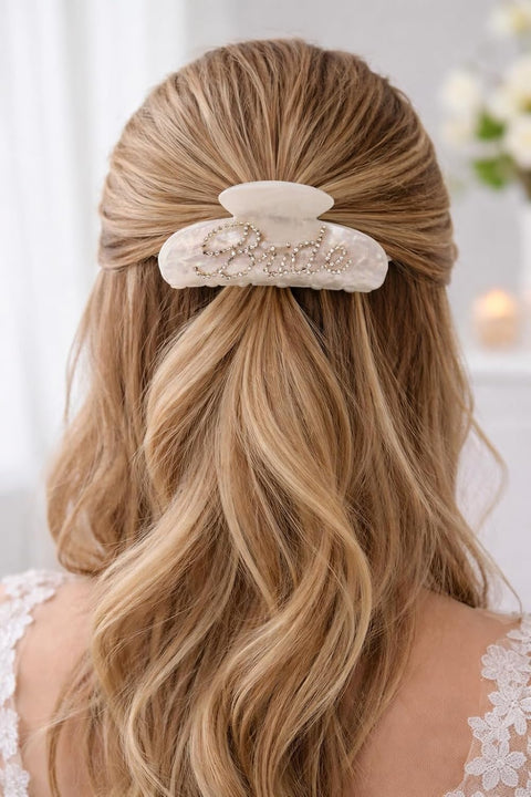 Bride Hair Claw Clip with Sparkling Design – Elegant Bridal Hair Accessory for Wedding, Bachelorette Party, Bridal Shower, Engagement & Honeymoon Gift
