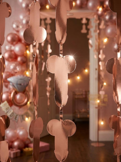 Bachelorette Party Curtains Rose Gold Foil Banner – Funny Bridal Shower Decorations, Adult Party Backdrop, Hen Night Decor, Girls Night Photo Booth Curtain, Naughty Party Supplies