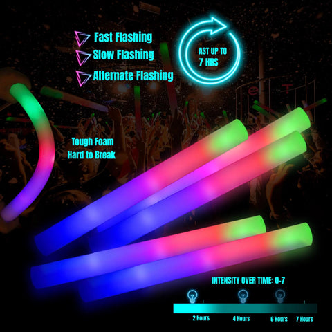 Customized Foam LED Glow Sticks Wedding Favors 40 Pack – Light Up Party Supplies, LED Glow Sticks Personalized Light Up Foam Sticks, Custom Text