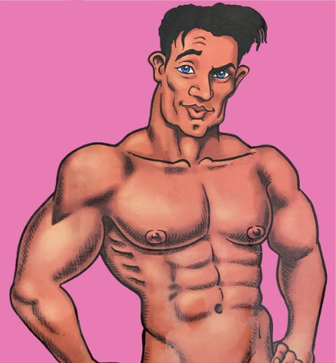 Bachelorette Party Game- Pin The Junk On The Hunk- Bridal Shower Game- Naughty Game For Girls Weekend, Hen Party etc. 12 "Pieces"+Blindfold