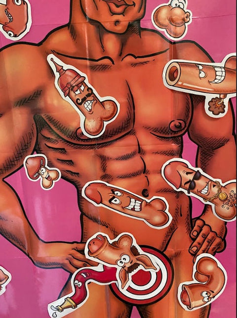 Bachelorette Party Game - Pin The "Tail" On The Hunk - 32in x 21in - Pin The Junk On The Hunk- Bachelorette Games, Bachelorette Party Favor