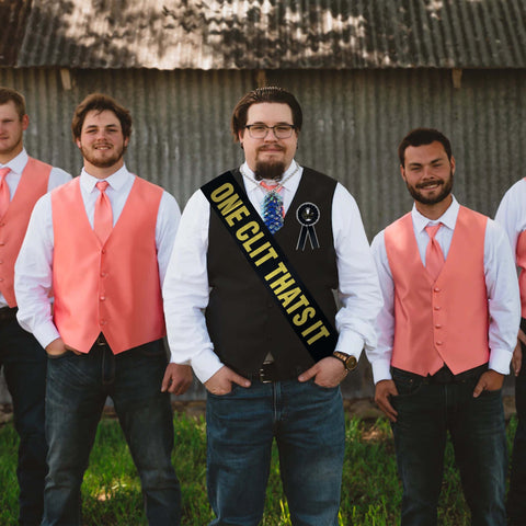 Bachelor Party Sash - "One Clit Thats It" Ultimate Groom Gear Funny 'Groom To Be' Sash - One Size Fits All - Bachelor Party Supplies