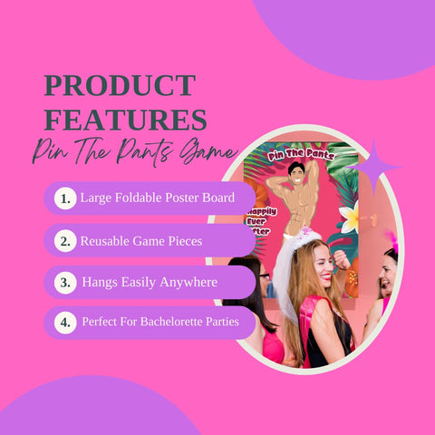 Bachelorette Party Game Pin The Pants On The Hunk Reusable Game Stickers/Unltra Soft Blindfold Bachelorette Party Decor Bridal Shower Game