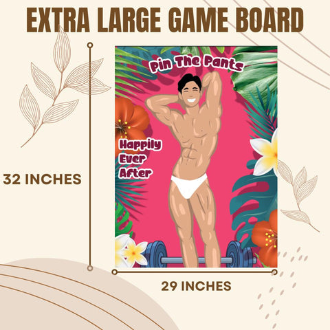Bachelorette Party Game Pin The Pants On The Hunk Reusable Game Stickers/Unltra Soft Blindfold Bachelorette Party Decor Bridal Shower Game