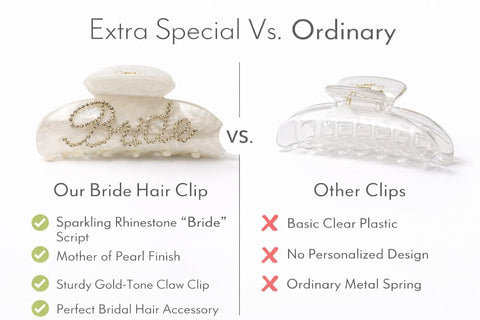 Bride Hair Claw Clip with Sparkling Design – Elegant Bridal Hair Accessory for Wedding, Bachelorette Party, Bridal Shower, Engagement & Honeymoon Gift