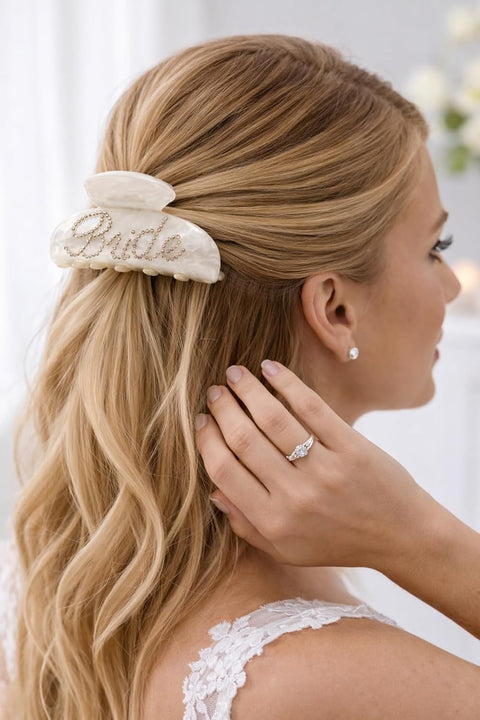 Bride Hair Claw Clip with Sparkling Design – Elegant Bridal Hair Accessory for Wedding, Bachelorette Party, Bridal Shower, Engagement & Honeymoon Gift