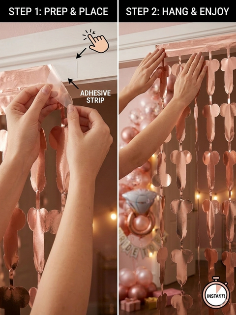 Bachelorette Party Curtains Rose Gold Foil Banner – Funny Bridal Shower Decorations, Adult Party Backdrop, Hen Night Decor, Girls Night Photo Booth Curtain, Naughty Party Supplies
