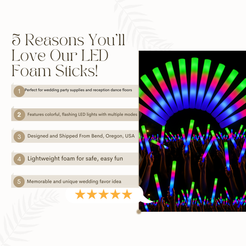 Customized Foam LED Glow Sticks Wedding Favors 80 Pack – Light Up Party Supplies, LED Glow Sticks Personalized Light Up Foam Sticks, Custom Text