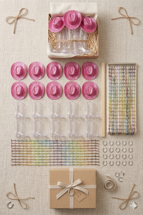 Cowboy Boot Shot Glasses with Hats + Western Curtain Bundle Party Decor Set